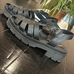 Black Leather Sandals